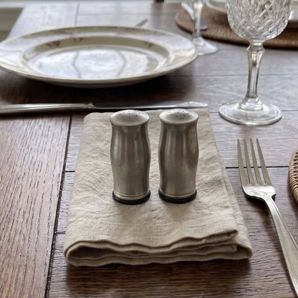 Silver Metal Salt & Pepper Shakers with Screw In Black Plastic Cylinder Insert